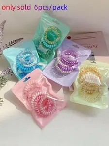 Gradient Color Spiral Telephone Hair Ties, High Elasticity Super Stretch Heavy Duty Rubber Bands for Thick Hair, Cute Minimalist Fashion Ponytail Holder for Daily Party, Halloween Thanksgiving Christmas New Year Gift