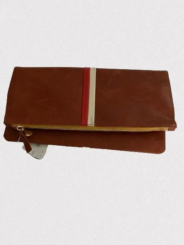 Clare V. Los Angeles Foldable Leather Mini Tote Purse - Cognac