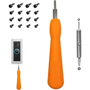 Ring Doorbell  & 20  Screws Kit - Double-Ended Torx T6 + T15 Tool for  Change &  Reset - Fits Ring Video Doorbell/2/3/3+/4/Plus/Pro/Elite (Orange)