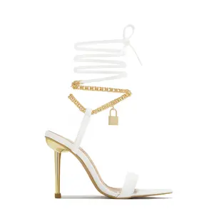 Lavish Nights Lace Up High Heels - White