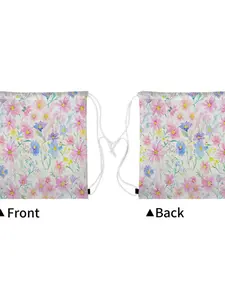 1pc 19.2x15.1 inch Flowers pattern drawstring bag, large capacity cartoon-patterned backpack, suitable for lightweight use in the gym, office, and travel. It can be used as a storage bag or as a holiday gift for friends. 3.30PYT-4