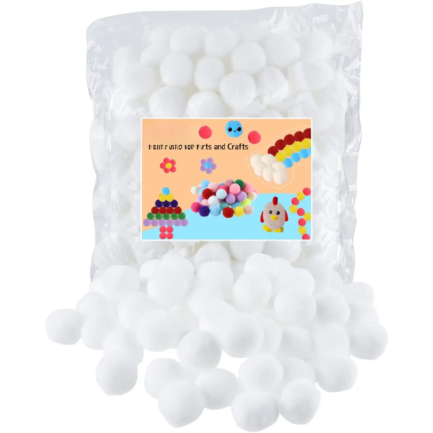 100 count Craft Pom Poms White Pompoms Balls 1 Inch Felt Balls for Art Crafts DIY Projects