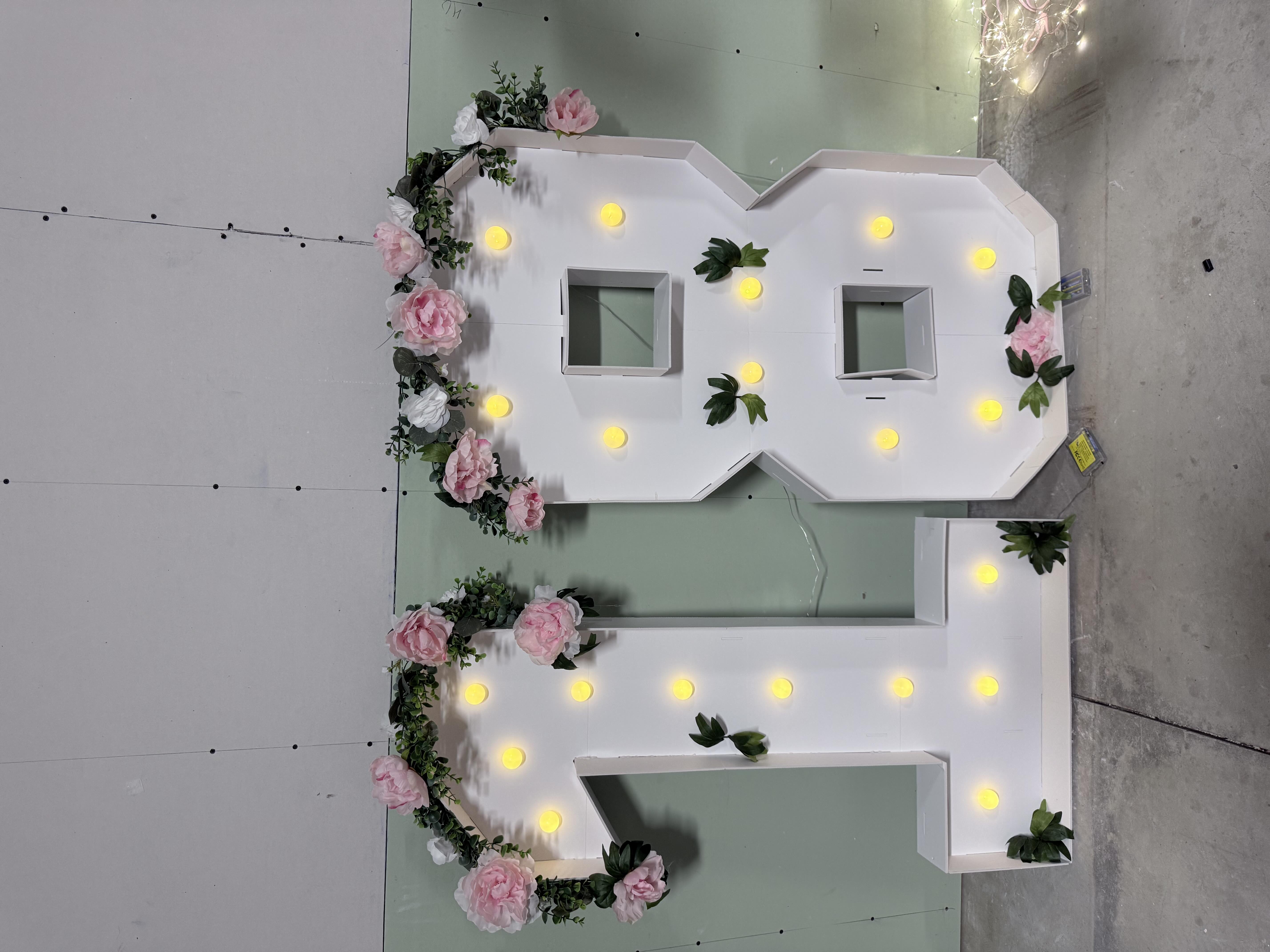 4FT Light Up Numbers 0-9, DIY Assembly, LED Warm Paper Foam Marquee Numbers for First Birthday Party Birthdays Graduation Party Wedding Baby Shower