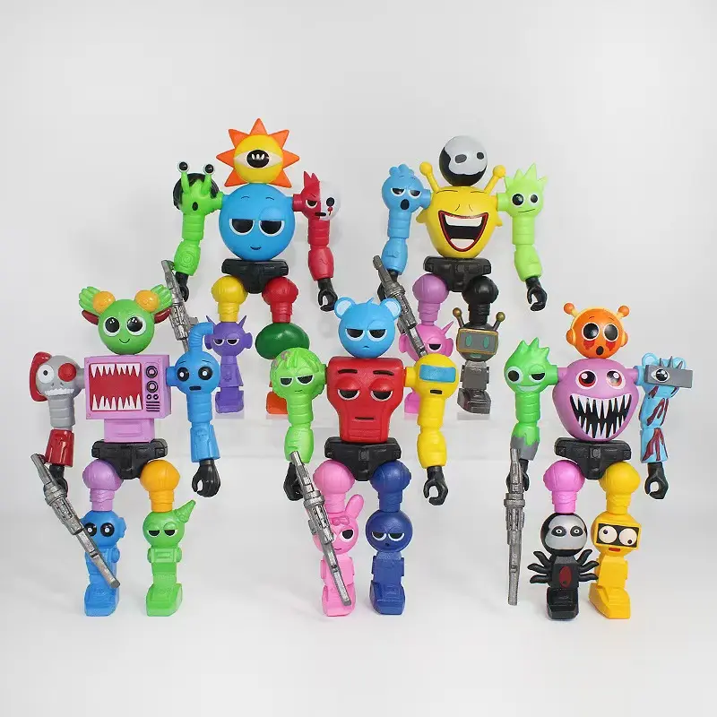 Jointed Colorful Rhythm Box Robot Action Figure - Poseable Collectible Figurines, Mini Figure, Durable PVC Decor, Music Box Toy for Game Room, Desktop