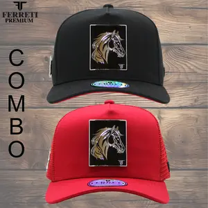 FERRETI HATS Combo FT9090 Power Horse Red and Black Baseball Cap for Men