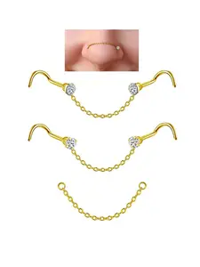Unisex Rhinestone Nose Ring Chain Ear Studs, 20g Gauge, 45mm 40mm 35mm Chains, Piercing Jewelry for Men Women, Casual Style Accessories