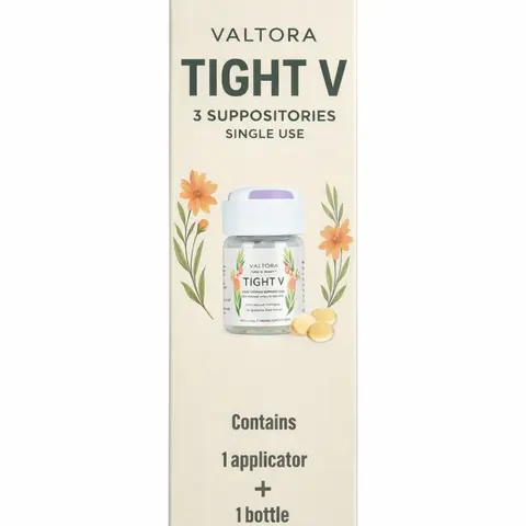 Valtora Tight V Firming Suppositories with Saffron - 1.8 fl oz (1 to 1.9 fl oz Range), Daily Feminine Moisturizer for Postpartum Cleansing & Perineal Care, Unscented, All Skin Types, Contains Neither Parabens, Cosmetic Intimate Health Product Feminine Hyg