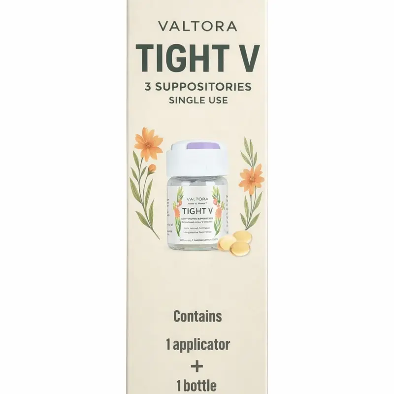 Valtora Tight V Firming Suppositories with Saffron - 1.8 fl oz (1 to 1.9 fl oz Range), Daily Feminine Moisturizer for Postpartum Cleansing & Perineal Care, Unscented, All Skin Types, Contains Neither Parabens, Cosmetic Intimate Health Product Feminine Hyg