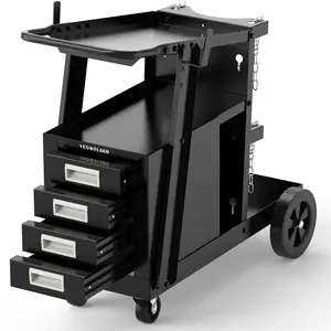 YESWELDER Welding Cart with 4 Drawers | TIG, MIG Welder & Plasma Cutter Storage | Heavy Duty 360° Rolling Welding Trolley