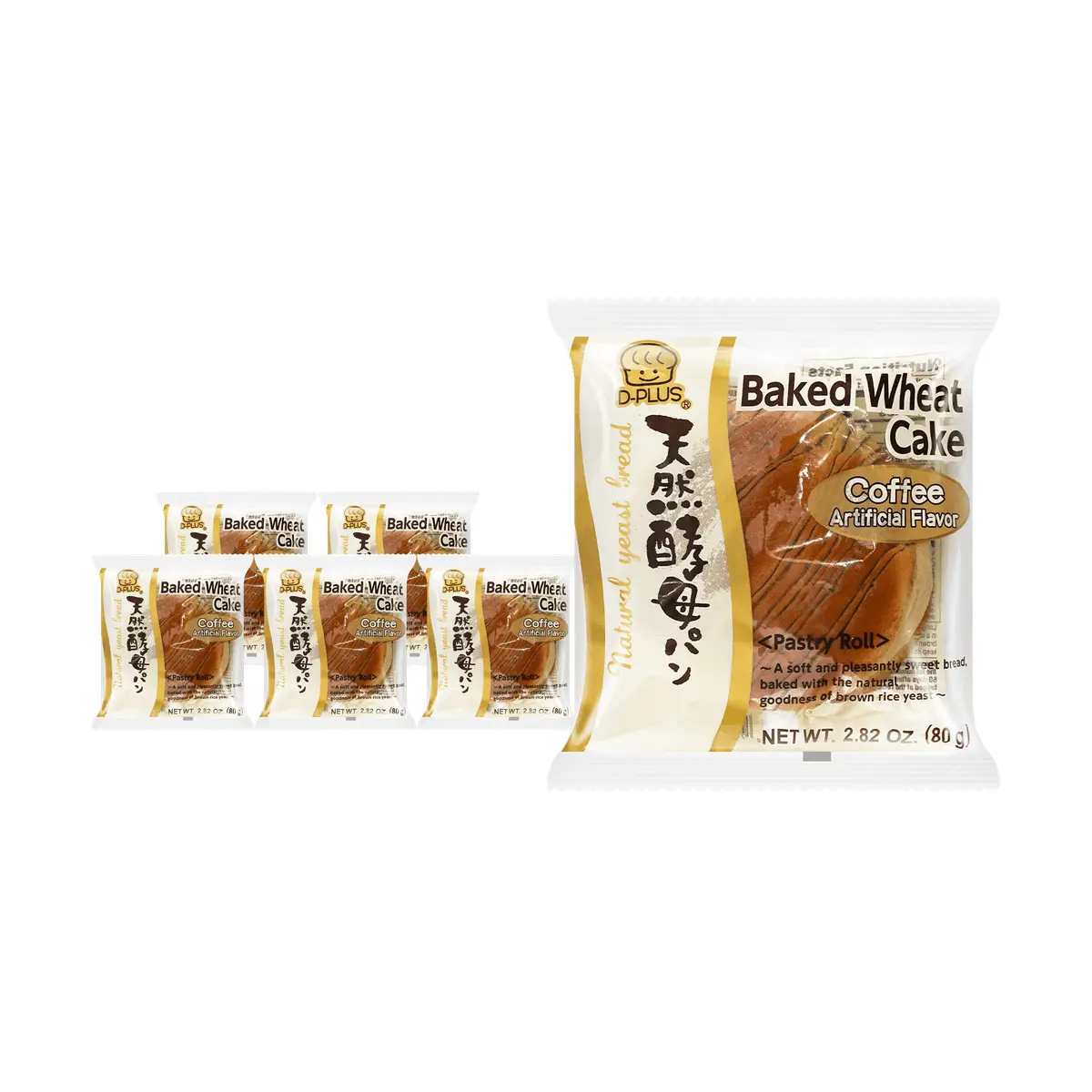D-PLUS Japanese Natural Yeast Coffee Flavored Bread 6 Pack Long Lasting Freshness 80g Per Piece
