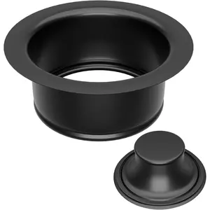 Kitchen Sink Garbage Disposal Flange and Stopper Stainless Steel Fits Universal 3-1/2 Inch Standard Sink Drain Opening Matte Black