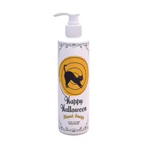 Halloween Hand Soap – Black Cat Swirl Design | Light Green Tea & Lemon Scent |  16 oz Pump | Spooky Bathroom Decor | Paraben-Free, Made in USA