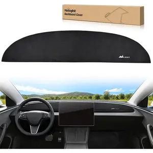 Nilight Dash Cover for Tesla Model 3/Y, Custom Fit Suede Interior Shield Decorative Non‑Slip Mat Dashboard Sunshade Glare Protector Accessorie