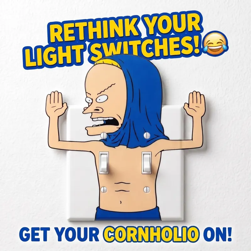 Cornholio Switch Decoration Sticker - 1-Piece Vinyl Decal with Character Art Lettering, Novelty Print Wall Decals Switch Stickers for Bedroom Home Decor Durable Personality Expression