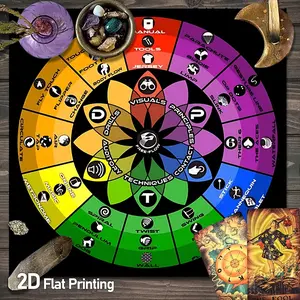 Spiritual Symbolic Tarot Card Altar Tablecloth Colorful Chakra Wheel Square Tapestry for Desk Event Party Supplies for Divination, Crystal Healing, Magic Astrology Energy Flow and Balance Ritual Table Mat Witchy Home Decor [Party Games & Activities]