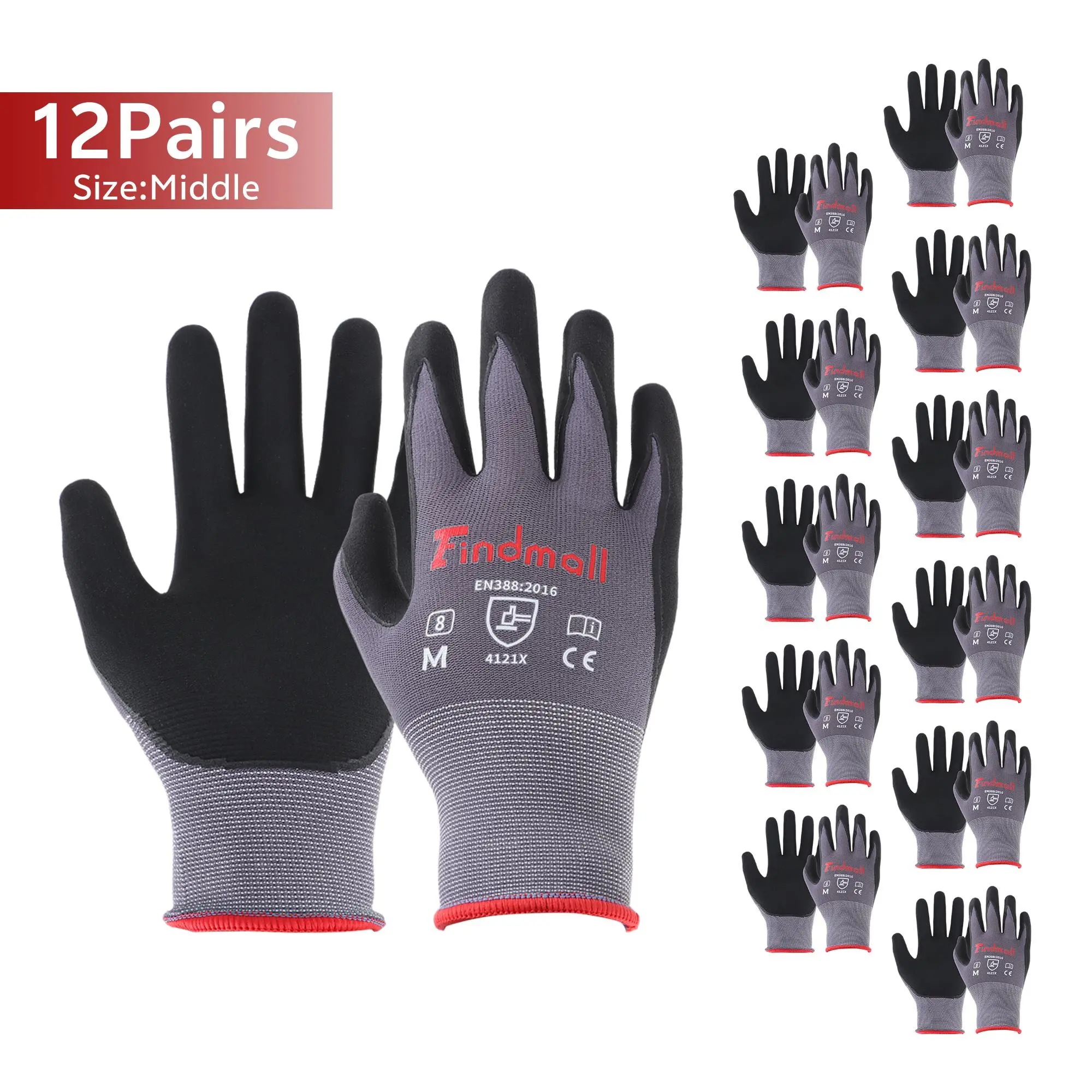 12 Pairs Middle Work Gloves