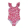 Girls' Little Western Boutique 1-Piece Suit - Sleeveless, Quick-Dry, Stretch Red & White Leopard Print, Built-In Cups, Polyester Mix, True-To-Sizes, Multi-Size (3M,12-18M,4T,10-12T,14-16T), Pool/Beach Swimming Use | Kids' Sports & Outdoor Swimwear