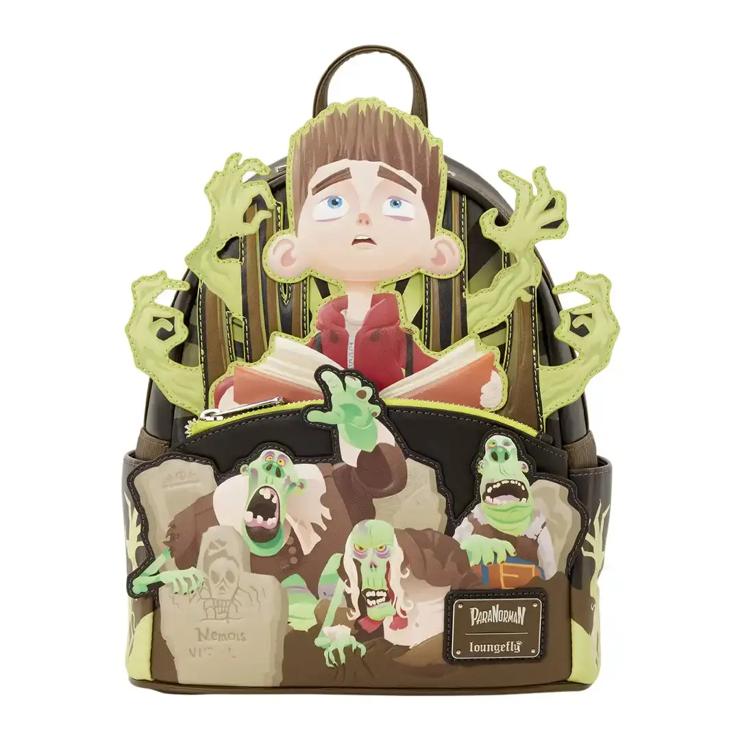 Loungefly Laika ParaNorman Zombie Art Glow-in-Dark Mini Backpack, Unisex Casual Printed Trendy Functional Backpack