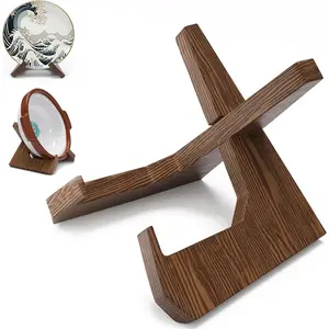 12 Inch Extra Large Heavy Duty Wooden Bowl Stand for Display, Deep Wood Bowl Holder Decorative Platter Easel for Pie Pottery Bowls Dish Vinyl Record