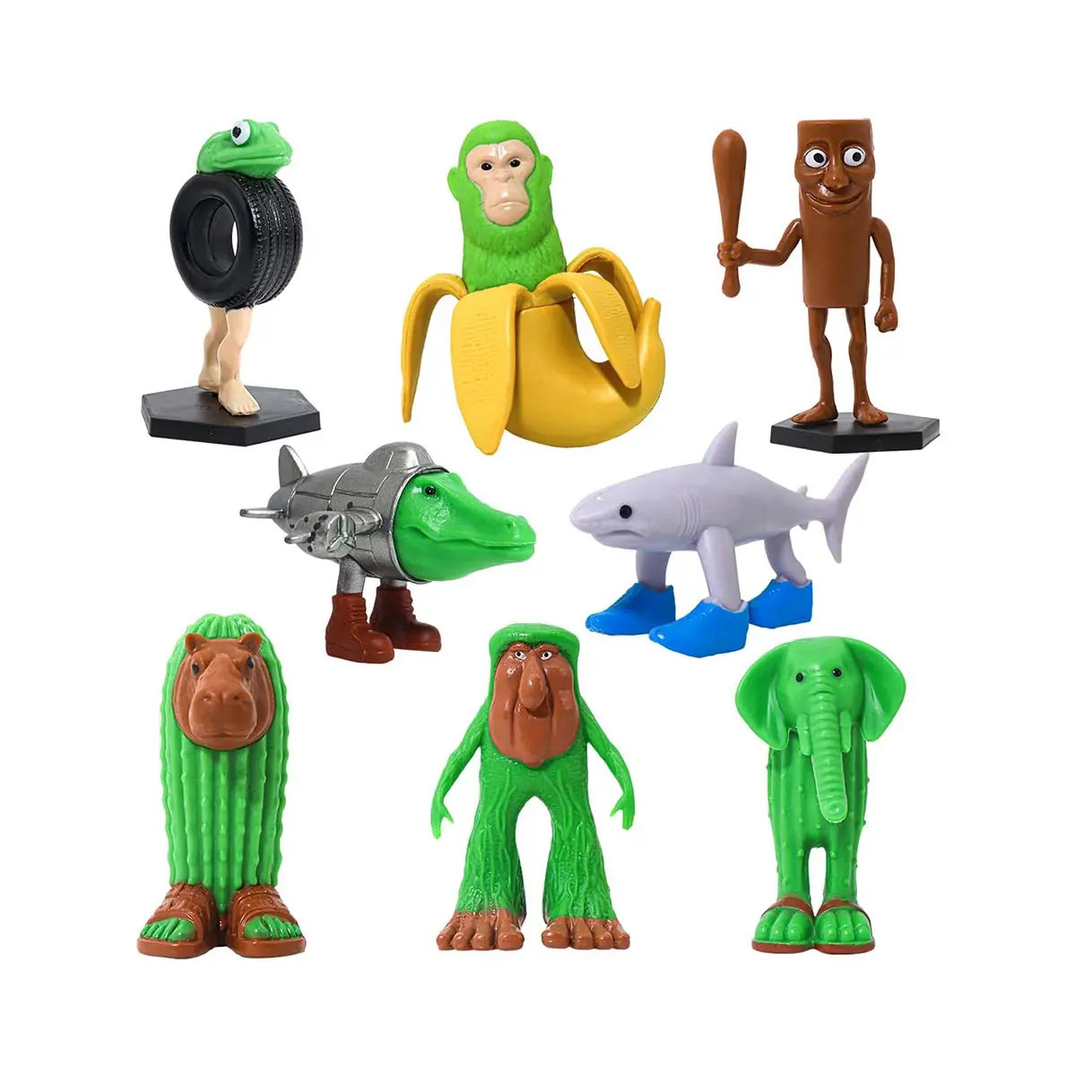 8PCS 1 Set Italian Brainrot Plastic Toy Action Figure, Tung Tung Tung Sahur Tralalero Tralala Decorative, Desktop Ornaments, Christmas, Birthday Gifts, Animals