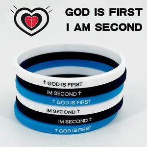 4 Pack- GOD IS FIRST BRACELET,GOD IS FIRST IM SECOND Bracelets, Inspirational Bible Verses Bracelet, Religious Motivational Wristbands Bracelets Gifts for Men Women Teens