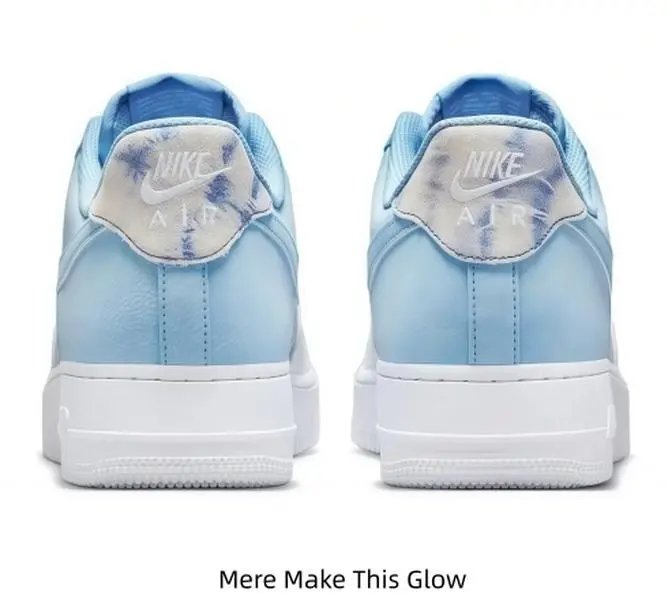 Gradient Sky Blue White Low Top Casual Sneakers Lace Up Flat Platform Skate Shoes Tie Dye Rear Patch Decor Non Slip Outsole Hip Hop Urban Daily Training Walking Footwear