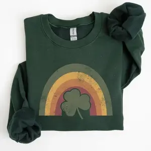 Vintage, Retro, St Patrick's Rainbow, Lucky, St Patrick's Day, Irish Sweatshirt & Tshirt, Women's Crew Neck, Crewneck