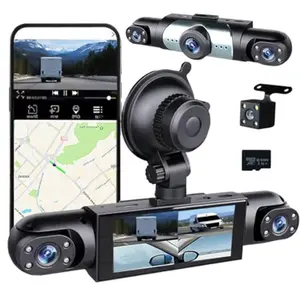 Four-Lane Dash Cam, 1080P HD Car Dvr with Night Vision, 64GB Storage Card Included, 24-Hour Parking Mode, Rotatable Dashboard Camera