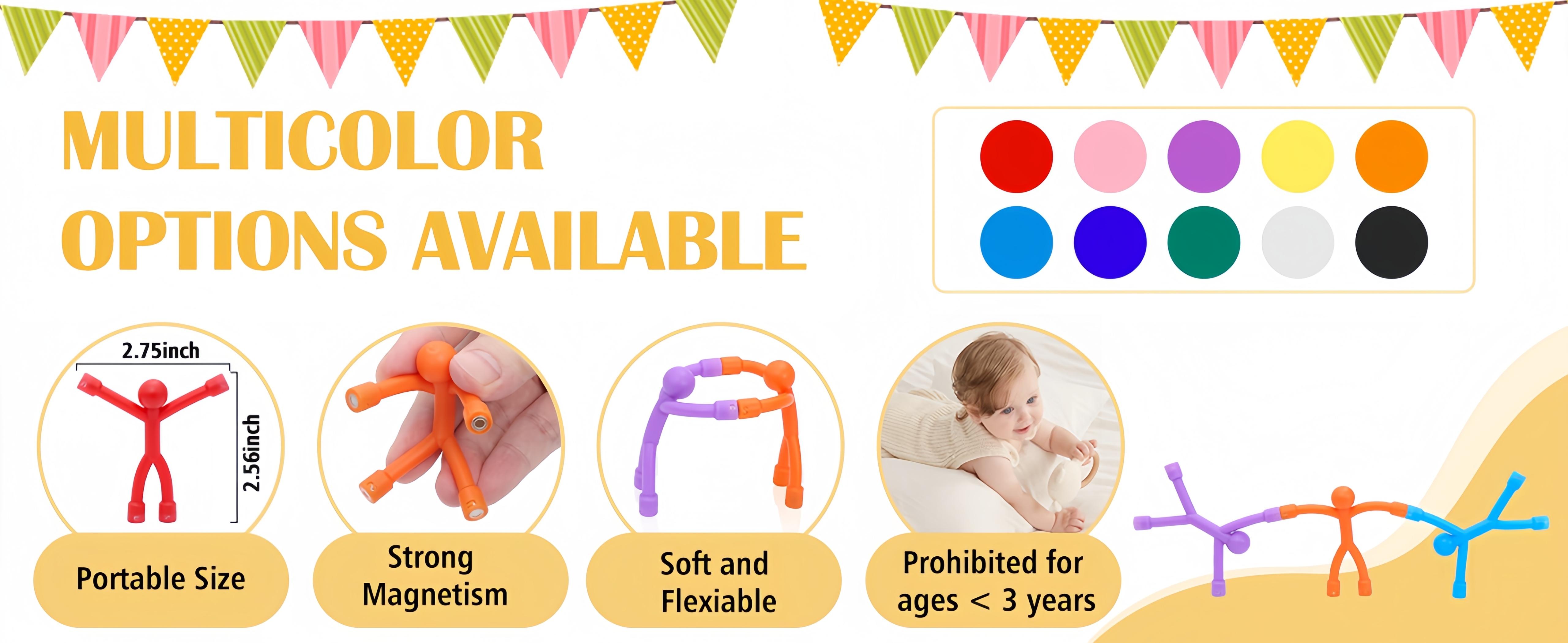 Magnetic Fidget Toys for Adults & Kids 10 Pack – Magnetic People Figures, Cool Sensory Building Toys for Autism, ADHD or Stress Relief, Travel Essentials for Road Trips, Fridge Magnets, Easter Basket Stuffers & Birthday Gifts for Toddlers, Teens