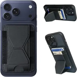 for MagSafe Wallet, Slim  Wallet for   Card Holder, Mag Safe Wallets with Phone Stand fits 5 Cards MagSafe Case  17/16/15/14/13/12 Series, Minimalist RFID, Black