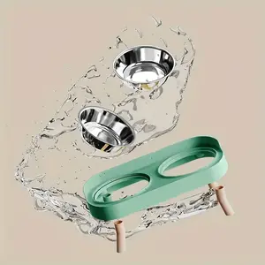 Cat Feeder - 2-in-1 Feeding - Ensure Your Pet Eats Healthy - Cute and Fun Water and Food Dispenser, Stainless Steel Non-Slip Double Bowl, Easy to Wash, Multiple Color Options