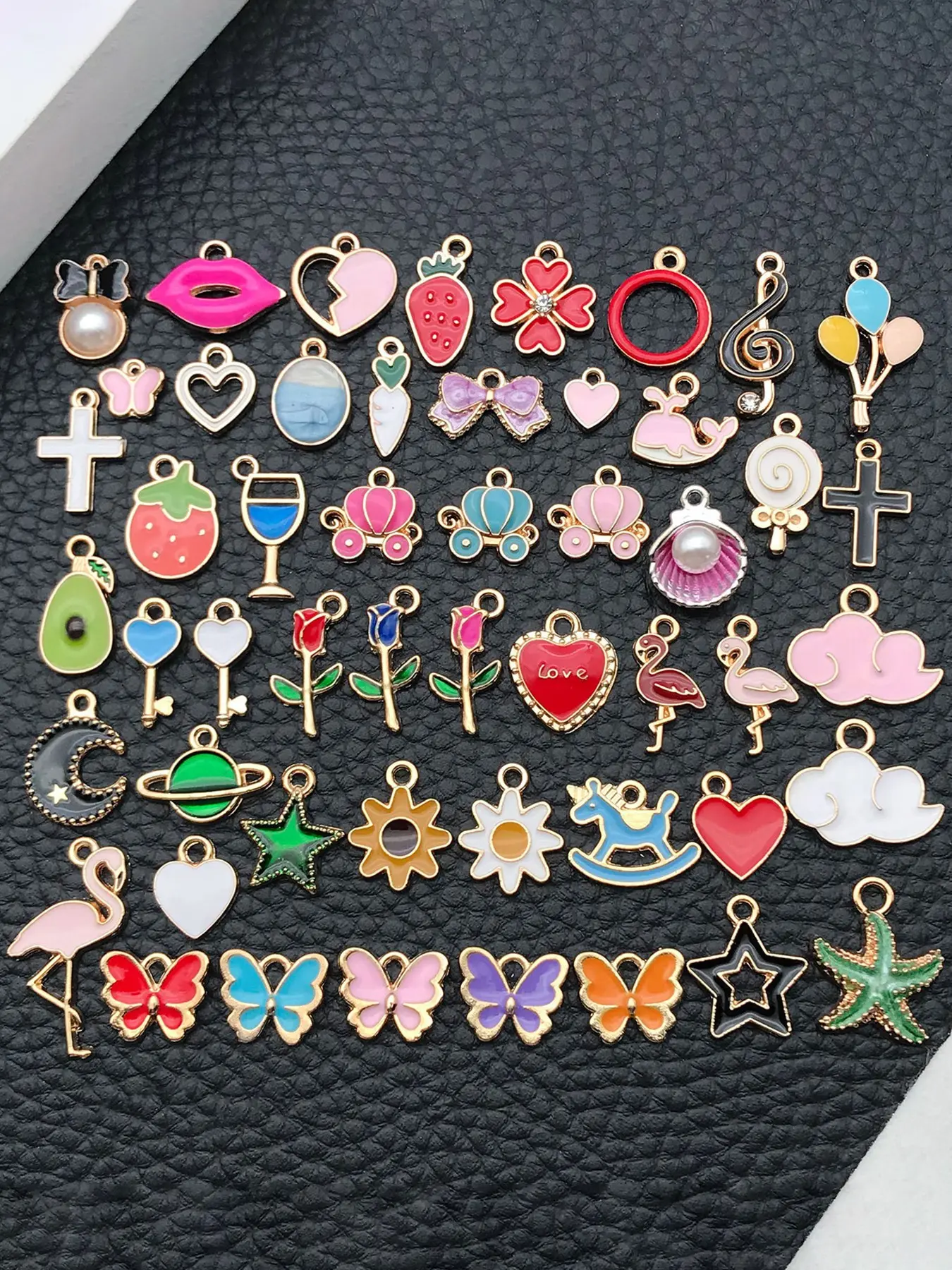 50pcs Zinc Alloy Charms, Metal Charms, Heart Design Charm, Love Heart Charm, Enamel Pendants, DIY Jewelry Making Supplies, Earrings Bracelets Necklaces Accessories