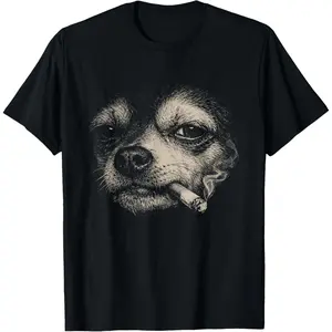 Dog Smoking Cigarette Funny Chihuahua Meme T-Shirt