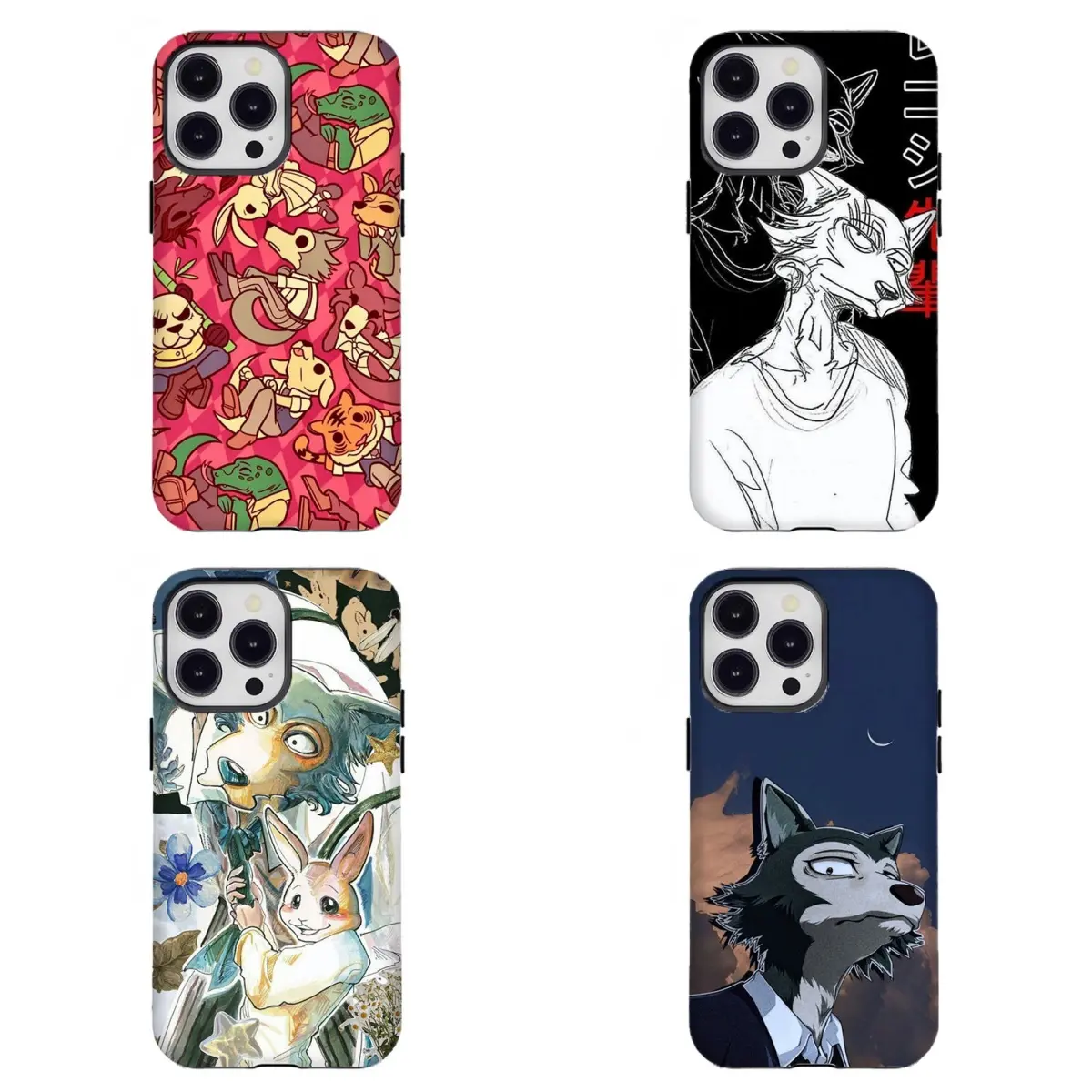 B-Beastars Legoshi Haru Custom Watercolor Floral Shock-Resistant Wireless Casing for iPhone 11-17, and for Samsung S21-S25 Smartphone Handheld Cellphone Devices, Ideal Gift for Anime Fans