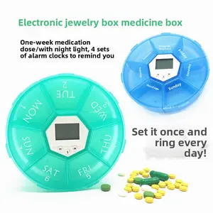 Viral 7-Day Pill Organizer with Alarm - 7-Grid Electronic Medicine Box for Vitamins & Meds - 4 Alarms, Night Light, Portable & Safe - Perfect for Seniors & Travelers