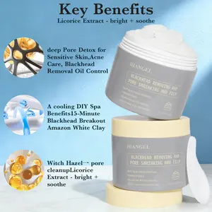 Blackhead Mask Deep Cleansing with Amazonian White Clay &  Hazel& Green Tea Extract  Nose Herbal Pore Mask & Witch Hazel Clay Mask Exfoliate, Remove Blackheads,  Control Oil, Tighten Pores, Soothe Sensitive Skin Hydrating Tightening Nose Herbal Plants