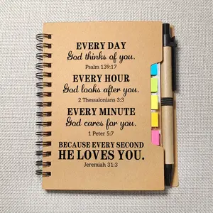 1 Set Employee Appreciation Gift - Motivational Mini Spiral Notebook with Ballpoint Pen - Daily Devotional Journal - Inspirational Thank You Gifts for Staff, Colleagues & Teachers - Christmas/Thanksgiving Corporate Rewards (Brown)