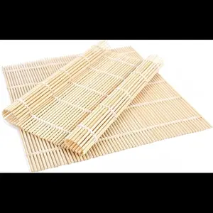 Bamboo Sushi Rolling Mat 2 Pack - 9.5" x 9.6" Natural Bamboo Sushi Maker Kit with Fine Workmanship & Cotton String Stitching