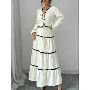 Elegant Women's Lantern Sleeve Ruffle Bow Shirt and Skirt Set, Muslim Fashion, Modest Clothing for Special Occasions