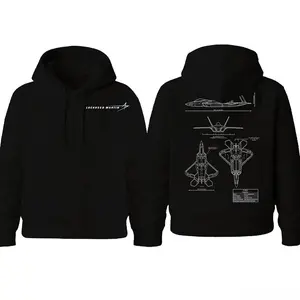 Unisex F22 Raptor Blueprint Hoodie Vintage Lockheed Martin Graphic Tee Military Enthusiast Streetwear Clothing Gift for Men Breathable Printing F-22 Raptor Blueprint Hoodie |     Stealth Fighter Jet Schematic Pullover |     Aviation Engineering Gift