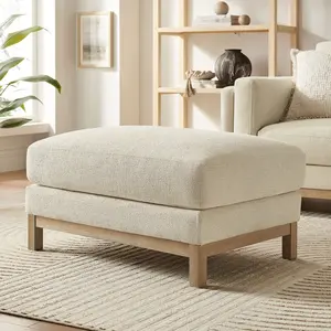 Roscoe Fabric Ottoman in Ivory