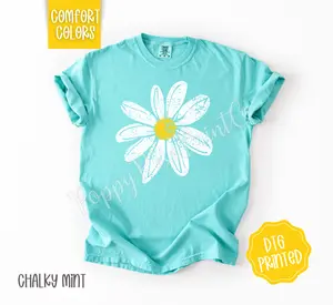 Daisy Comfort Colors Shirt, Cute Floral Tshirt, Trendy Women's Tee, Gift for Her Graphic Print T-Shirt