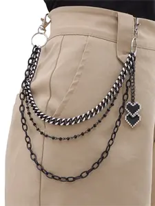 European and American cross-border fashion accessories: unique, fashionable, trendy, cool, dark spider pendant double-layer metal pants chain suitable for both men and women