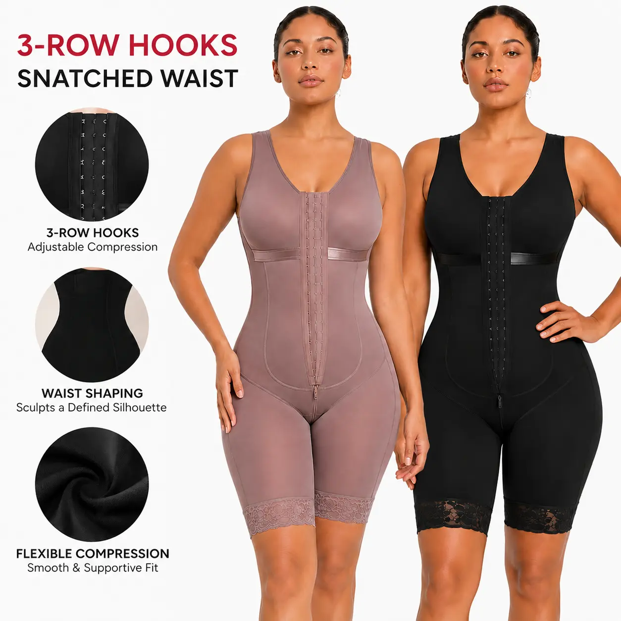 ZGQNBelle Women Fajas Colombianas Post Surgery Lipo Compression Bodysuit Tummy Control Butt Lifter Double Layer Waist Trainer Spiral Steel Bones Full Body Shapewear Zipper sohochic