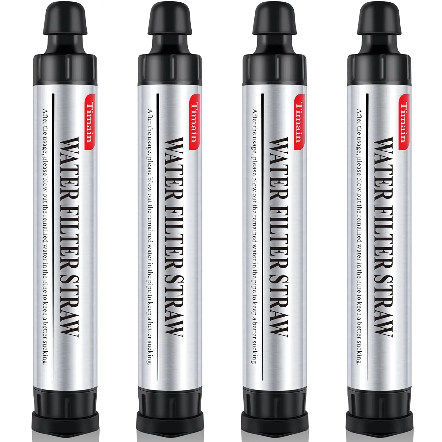 4-Pack Portable 4-Stage High Flow Fast Filtration Water Filter Straw Kit for Outdoor Survival, Camping, Four Packs