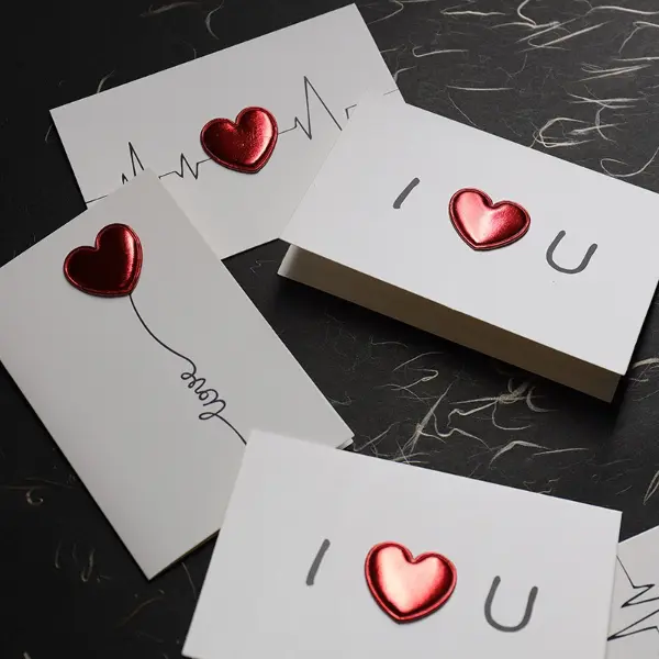 Valentine's Day DIY Leather Love 3D Greeting Card - I Love You Heartbeat Blessing Card with Heart Design