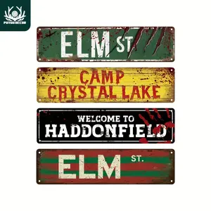 1pc Vintage Horror Movie Road Metal Tin Sign - 4''x16''/10cm*40cm - Perfect Wall Art for Home, Restaurant, Bar, Cafe, Garage - Waterproof and Dustproof Halloween Christmas Decorations