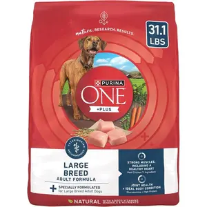 Purina One +Plus Dry Dog Food for Large Adult Dogs High Protein, Real Chicken - 31.1 lb Bag
