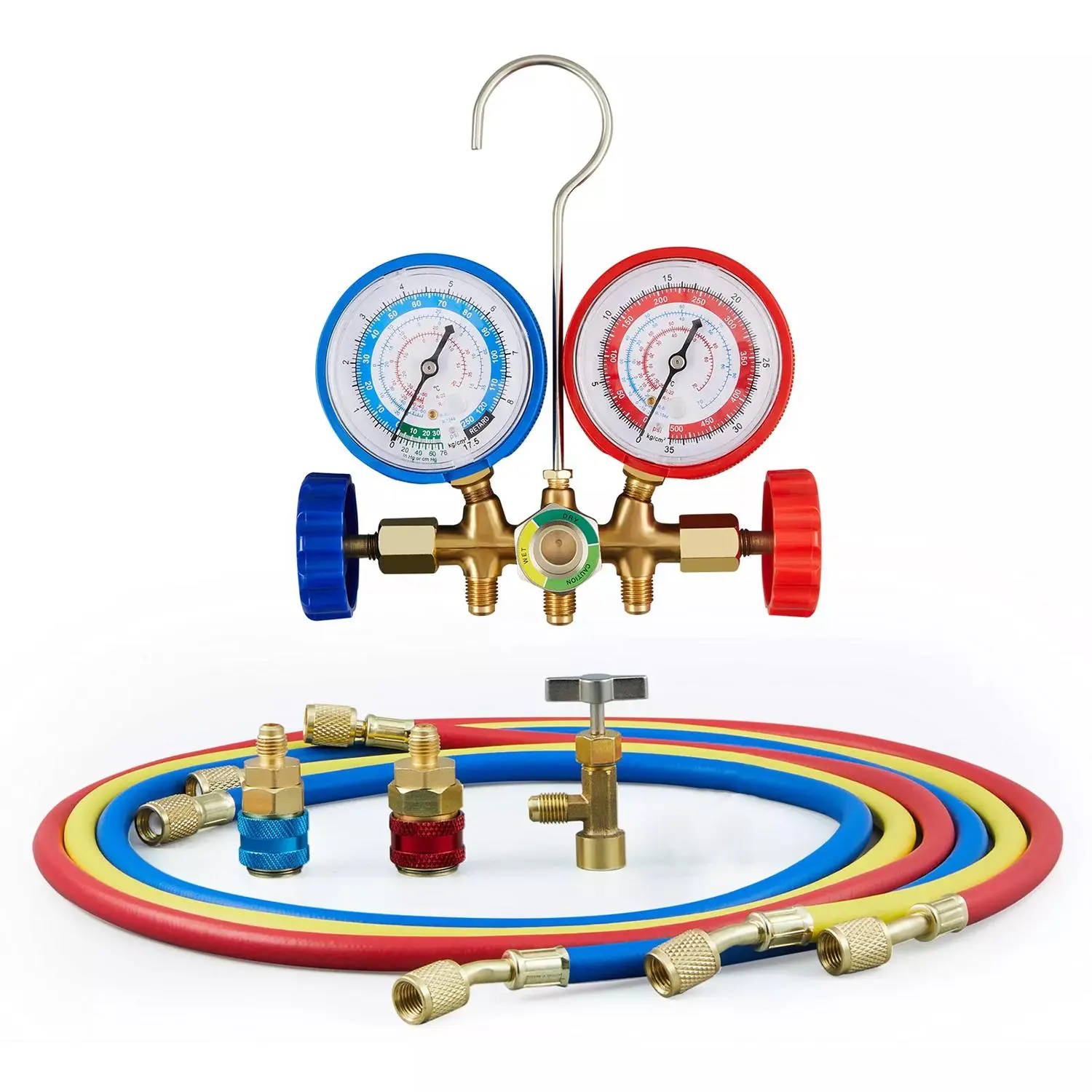 3-Way AC Manifold Gauge Set - Automotive Maintenance Tools for Freon Charging, Compatible with R134A, R12, R22, R502