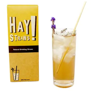 HAY! Straws Original Tall Drinking Straws | 100 Compostable Drinking Straws | 7.75" Length Drinkware